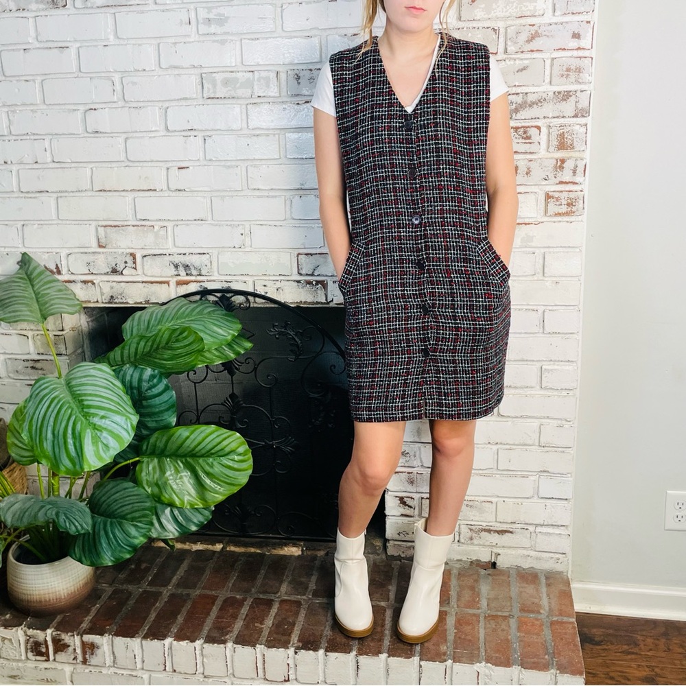 Vintage Black and Red Plaid Dress
